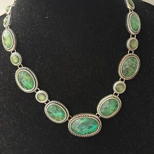 Napier Green Stone Collar Statement Necklace 19”